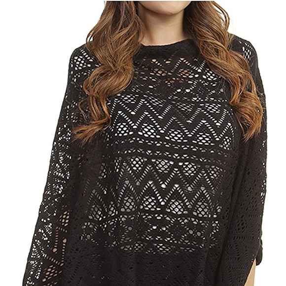 Passion of Essence Sweaters - ❤️ Oversized Black Shrug Poncho Sweater